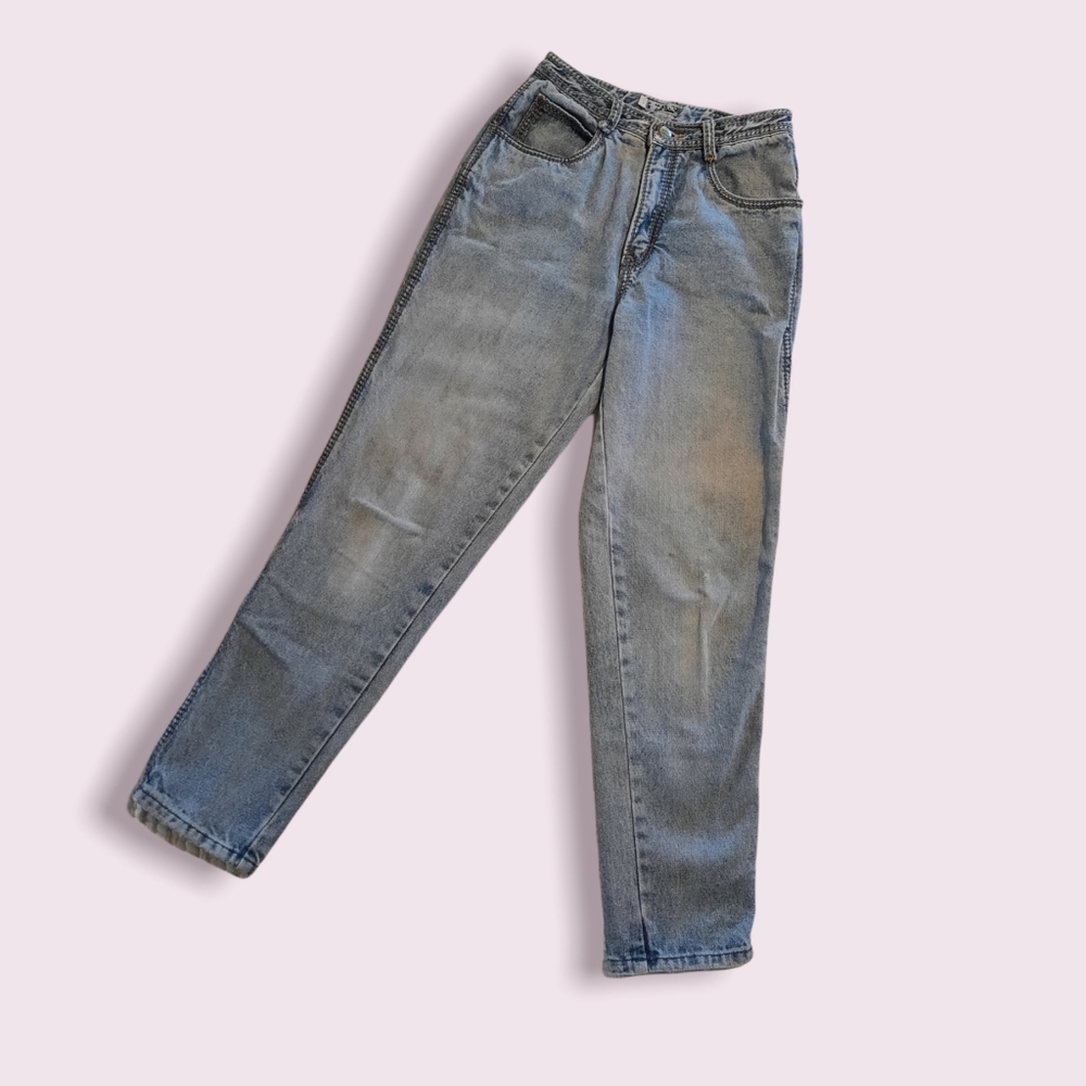 Vintage 1980's Size 9 100% Cotton High Rise Golden Rope Detailing Bonjour Jeans